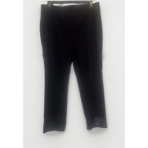 Soft Surroundings Womens Black Pull On Crochet Hem Cropped Pants Sz L